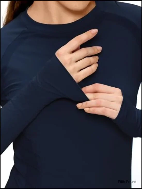 Long Sleeve Compression Workout Top, Athletic Slim Fit, Nursing Underscrub - Picture 4 of 7